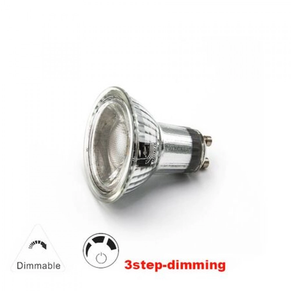 LED ΛΑΜΠΑ GU10 ΓΥΑΛΙΝΟ 6W 230V 40° ΝΤΙΜΑΡ.3 ΕΠΙΠΕΔΩΝ ΘΕΡΜΟ