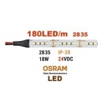 ΤΑΙΝΙΑ LED 5m 24VDC 18W/m 2835 180LED/m 4000K IP20(OSRAM LED)